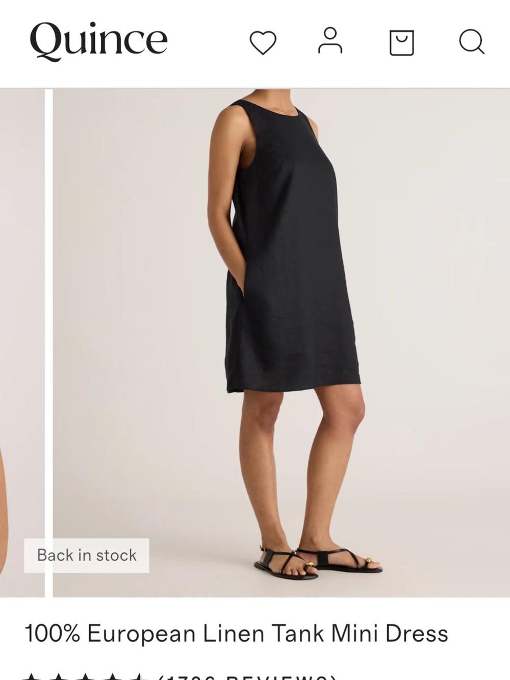 Quince Black Linen Tank Mini Dress Medium